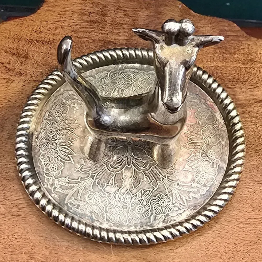 Vintage Giraffe Silverplate Ring Holder 3.75